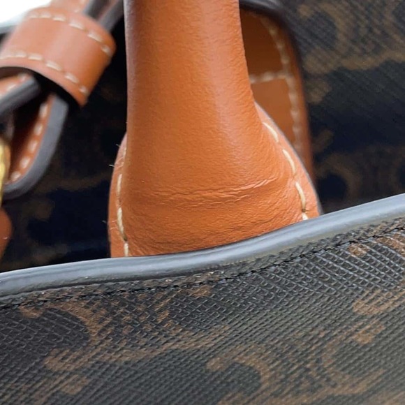 Celine Triomphe Vertical Cover Small Tote Bag Tan - Picture 8 of 12